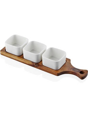 UltraMint Şık Porselen Servis Tepsisi 33X10 Cm, Zarif Ev Dekorasyonu Için