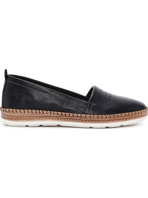 Derimod Kadın Siyah Deri Konfor Loafer 26PFD500118