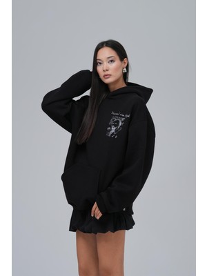 Saw Urbanity Van Gogh Threads Oversize Sweatshirt Kadın Siyah