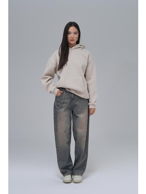 Saw Urbanity Saw Club Oversize Sweatshirt Kadın Stone