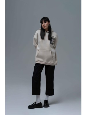 Saw Urbanity Eternal Frame Oversize Sweatshirt Kadın Stone