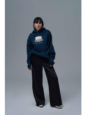 Saw Urbanity Portrait Of A Generation Oversize Sweatshirt Kadın Indigo