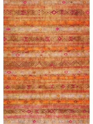 Çam Halı Siesta Vintage 32-031 Etnik Eskitme Desenli Dokuma Tabanlı Yıkanabilir Şönil Salon ve Oda Halısı