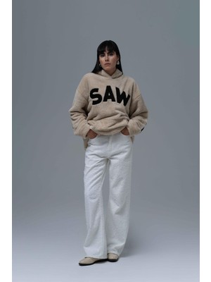 Saw Urbanity Time Of Choose Oversize Welsoft Sweatshirt Kadın Açık Bej