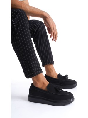 Zapatos SLW154 Blaze Bağcıksız Püsküllü Süet Erkek Günlük Spor Klasik Ayakkabı Sst - Siyah