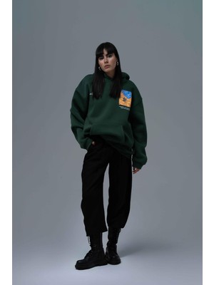 Saw Urbanity Starry Flow Oversize Sweatshirt Kadın Yeşil