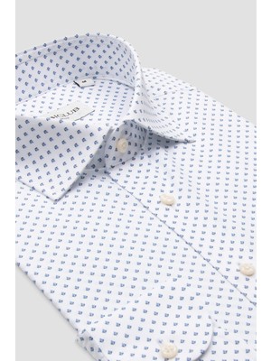 Bb Club Oscar Poplin Pamuklu Slim Fit Beyaz Klasik Yaka Erkek Desenli Gömlek