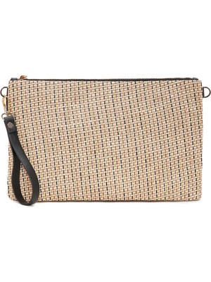 Derimod Kadın Siyah Uzun Zincir Askılı Hasır Portföy Çanta 26SBD2209M7