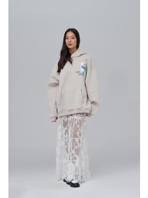 Saw Urbanity Van Gogh Irises Oversize Sweatshirt Kadın Stone