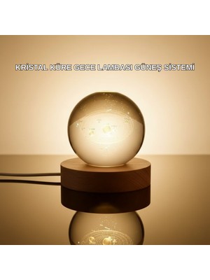 Aksiyon Global Kristal Gezegen Küre Ahşap Tabanlı USB Işıklı Gece Lambası - Lisinya