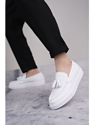 Zapatos SLW153 Bloom Bağcıksız Püsküllü Cilt Erkek Günlük Spor Klasik Ayakkabı Cbt - Beyaz