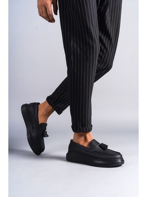 Zapatos SLW154 Blaze Bağcıksız Püsküllü Cilt Erkek Günlük Spor Klasik Ayakkabı Cst - Siyah