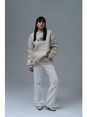 Saw Urbanity Be Good To Yourself Oversize Sweatshirt Kadın Stone