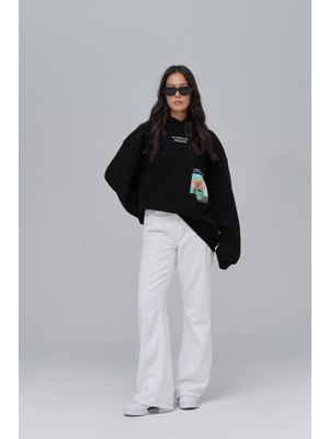 Saw Urbanity Paradise Within Oversize Sweatshirt Kadın Siyah