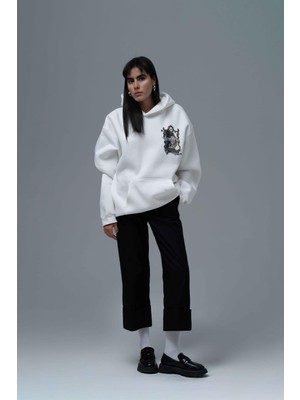 Saw Urbanity Eternal Frame Oversize Sweatshirt Kadın Ekru