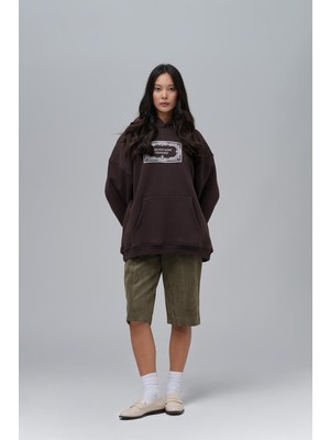 Saw Urbanity Endless Metamorphosis Oversize Sweatshirt Kadın Kahverengi