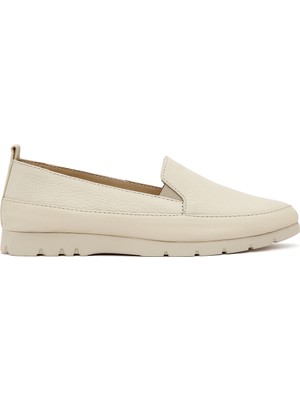 Derimod Kadın Krem Deri Konfor Loafer 26PFD1500FT