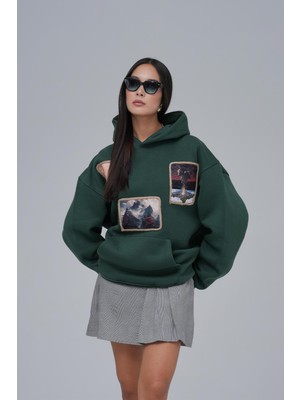 Saw Urbanity Layers Of Awakening Oversize Sweatshirt Kadın Yeşil