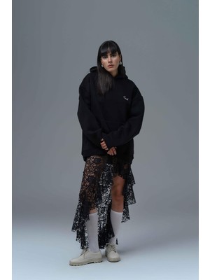 Saw Urbanity Loneliness Is A Choice Oversize Sweatshirt Kadın Siyah