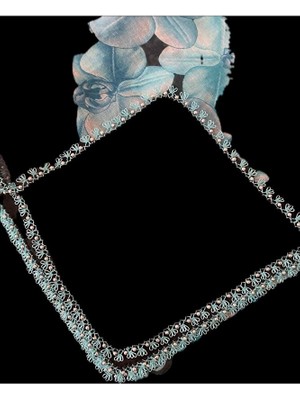 MentorAly El Yapımı Iğne Oyası Oyalı Yazma – Turkuaz Çiçek Detaylı, Pamuklu Tülbent