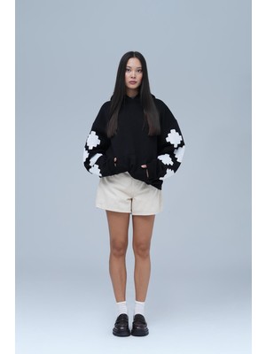 Saw Urbanity Heritage Geometry Oversize Sweatshirt Kadın Siyah