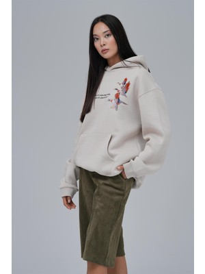 Saw Urbanity Wings Oversize Sweatshirt Kadın Stone