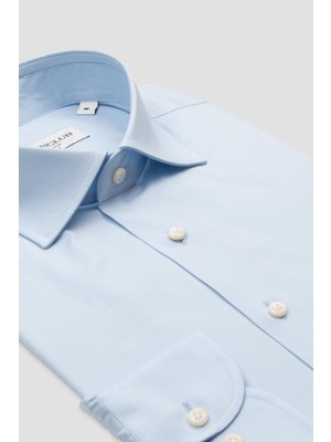 Bb Club Oscar Oxford Stretch Pamuk Karışımlı Slim Fit Açık Mavi Klasik Yaka Erkek Düz Gömlek