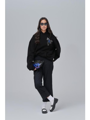 Saw Urbanity Design Story Fading Echoes Oversize Sweatshirt Kadın Siyah