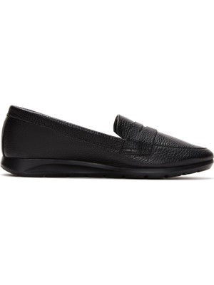 Derimod Kadın Siyah Deri Konfor Loafer 26PFD1501FT