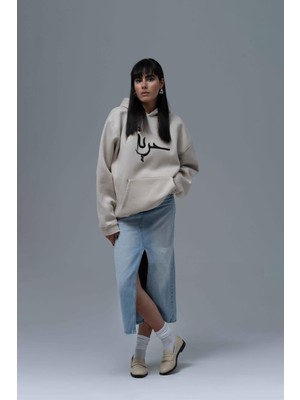 Saw Urbanity Roots & Freedom Oversize Sweatshirt Kadın Stone