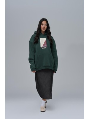 Saw Urbanity Not All Wounds Are Visible Oversize Sweatshirt Kadın Yeşil