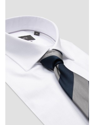 Abbate Marco Twill Pamuklu Slim Fit Beyaz Klasik Yaka Erkek Düz Gömlek