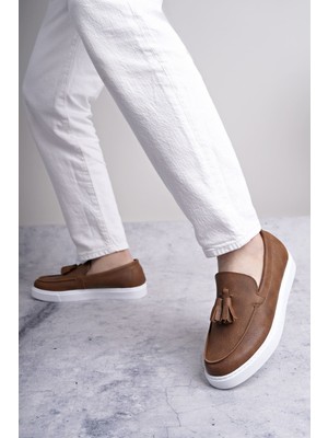 Zapatos SLW153 Bloom Bağcıksız Püsküllü Cilt Erkek Günlük Spor Klasik Ayakkabı Cbt - Taba