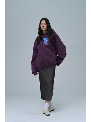 Saw Urbanity Shining Stars Oversize Sweatshirt Kadın Mor