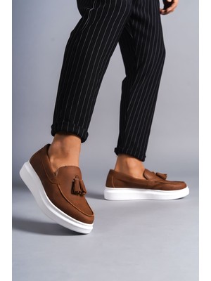 Zapatos SLW154 Blaze Bağcıksız Püsküllü Cilt Erkek Günlük Spor Klasik Ayakkabı Cbt - Taba