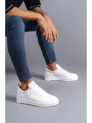 Zapatos SLW152 Cool Bağcıklı Cilt Erkek Günlük Spor Klasik Ayakkabı Cbt - Beyaz