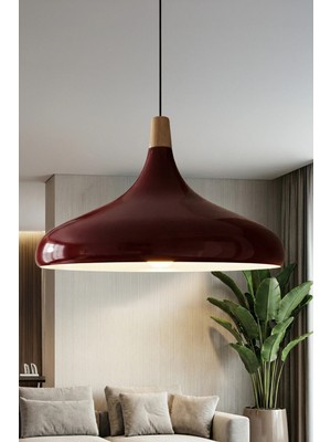 Marrien Nova Bohem Ahşap Bordo Metal Sarkıt (35 cm) Yemek Masası Üstü Avize