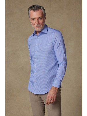Abbate Donatello Non Iron Armür Pamuklu Slim Fit Açık Mavi Klasik Yaka Erkek Düz Gömlek