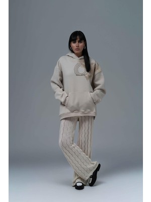 Saw Urbanity Realistic Oversize Sweatshirt Kadın Stone