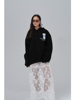 Saw Urbanity Van Gogh Irises Oversize Sweatshirt Kadın Siyah