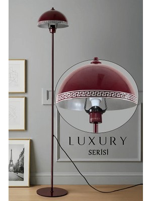 Marrien Luna Luxury Tek Ayaklı Bordo Modern Metal Lambader  Oturma Odası & Yatak Odası & Salon Lambası