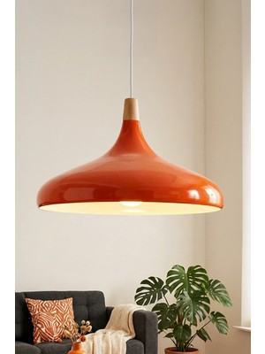 Marrien Nova Bohem Ahşap Turuncu Metal Sarkıt (35 cm) Yemek Masası Üstü Avize