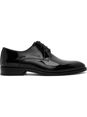 Derimod Erkek Siyah Bağcıklı Rugan Deri Klasik Ayakkabı 26SFD670316