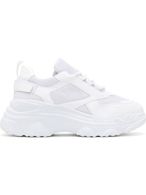 Derimod Kadın Beyaz Bağcıklı Kalın Tabanlı Sneaker 26PFE220114