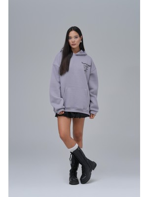Saw Urbanity Van Gogh Threads Oversize Sweatshirt Kadın Gri