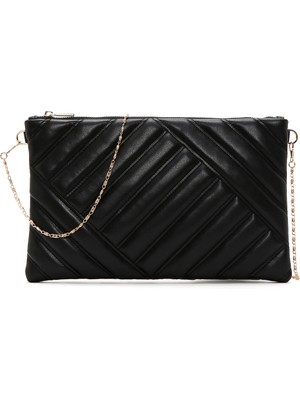 Derimod Kadın Siyah Uzun Zincir Askılı Kapitone Portföy Çanta 26SBD2208KP