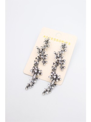 Royaleks Taşlı Mercan Küpe - Siyah