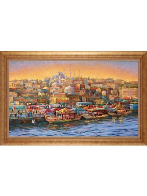 Giyense Altın Çerçeveli Paspartulu Manzara Tablo DF0757