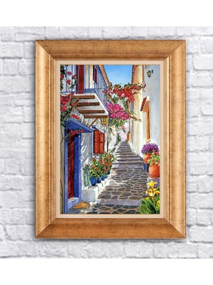 Giyense Altın Çerçeveli Paspartulu Manzara Tablo DF0896