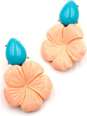 Royaleks Çiçek Küpe - Somon